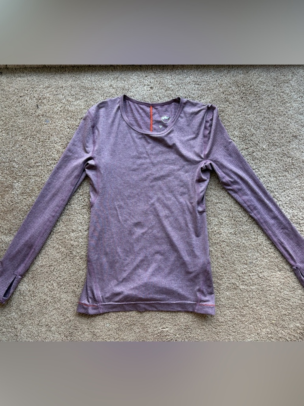 Janji Lightweight Long Sleeve Running Tee Purple Red Brown Heather XS - Picture 2 of 7